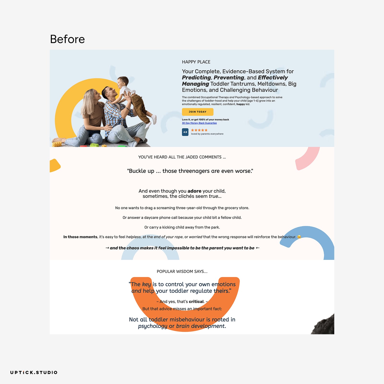 Original Brightest Beginnings landing page